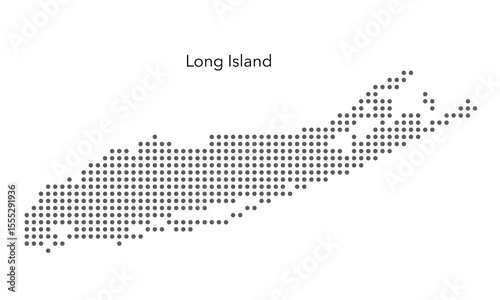 Dotted map of Long Island, New York city, US.