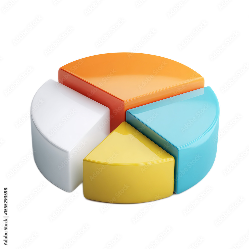 Colorful 3D Pie Chart with Separate Layers Representing Data Segments in Vibrant Colors Ideal for Presentations and Infographics Colorful 3D Pie Chart with Separate Layers Representing Data Segments in Vibrant Colors Ideal for Presentations and Infographics