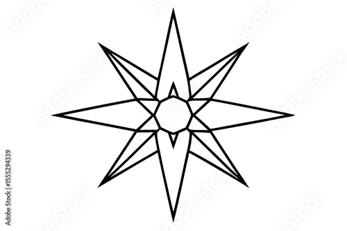 A striking vector illustration of a compass rose with a star and flower design, symbolizing navigation and adventure for all directions on a map