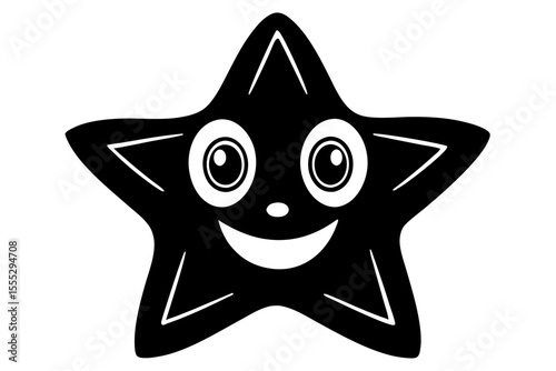 Cute black cartoon cat and star vector illustration, perfect for Halloween night