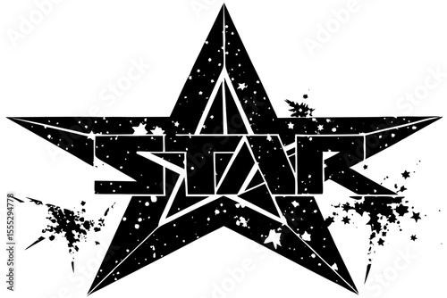 Shiny silver Star of David with a grunge texture background, a bright symbol for a winter holiday design