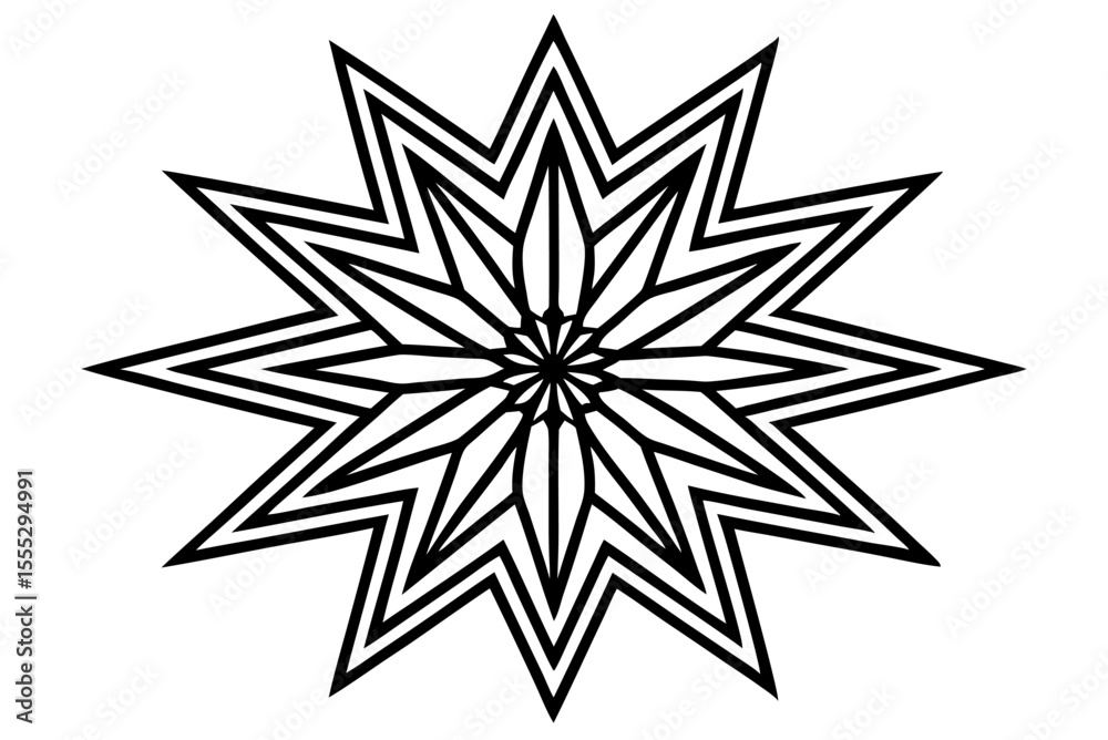 Obraz premium Black and white snowflake and star design vector for Christmas holiday decoration