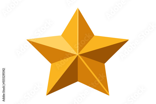 Golden star isolated on white, a shiny Christmas award symbol