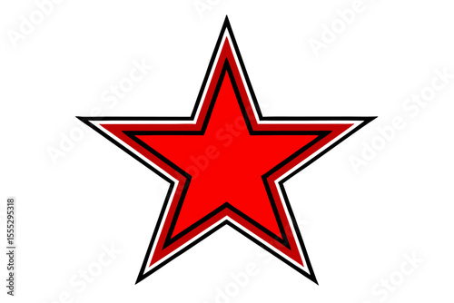 Red star symbol illustration on black background