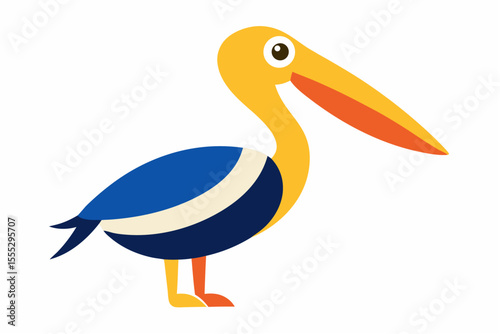 Cartoon duck illustration with beak and feather, isolated on white