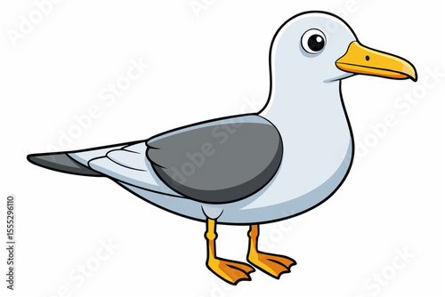 A cartoon duck stands isolated on a white background with a blank sign, its beak and feathers detailed like a wild bird