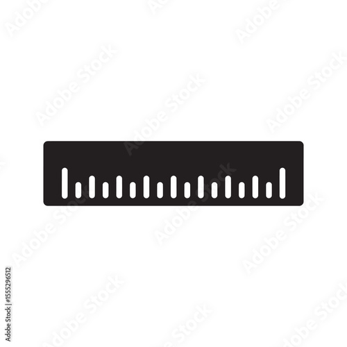 Ruler measurement tool icon for measuring length and size in school education mathematics or engineering and architectural drafting vector solid glyph icon