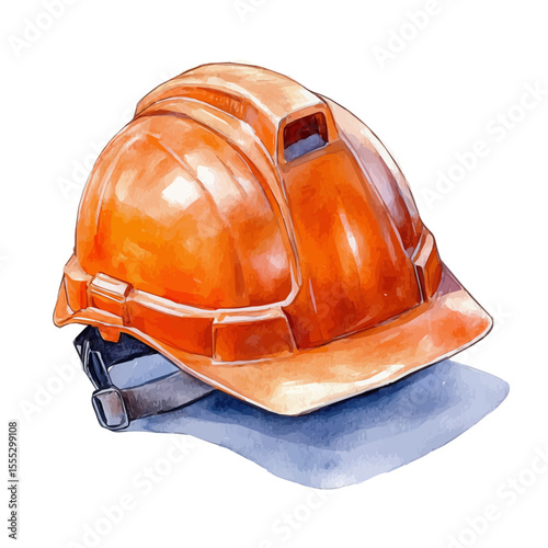 Safety Helmet, watercolor illustration vector, isolated on a white background.