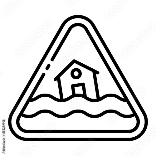 flood warning outline icon for natural water disaster alert