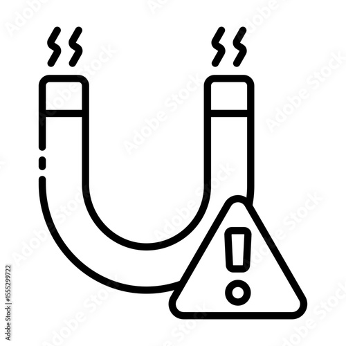 magnet warning outline icon for electromagnetic hazard