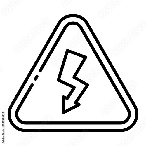 high voltage outline icon for electric shock hazard and power alert