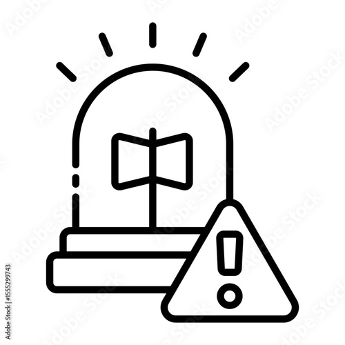 emergency alarm outline icon for alert signal and immediate warning