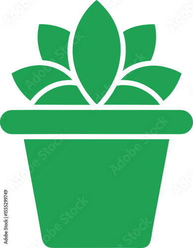 Flower pot silhouette. Minimal isolated vector icon of potted plant.
