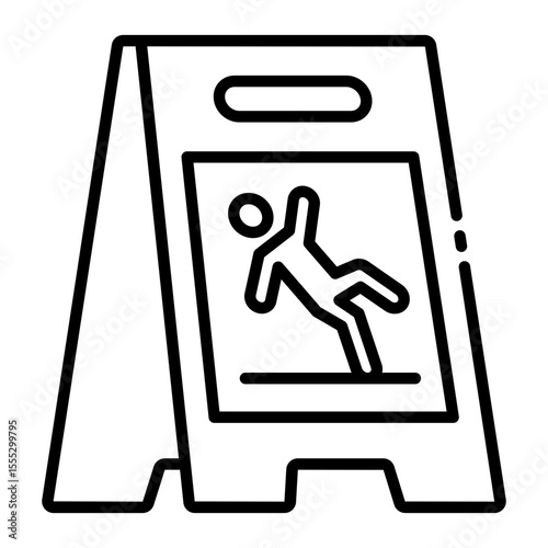 wet floor outline icon for slippery surface and caution area warning
