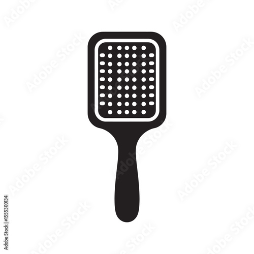 Hair brush icon for personal grooming hair styling and detangling representing a professional salon tool and beauty care accessory object vector solid glyph icon