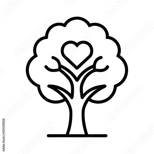 Love tree line art vector illustration