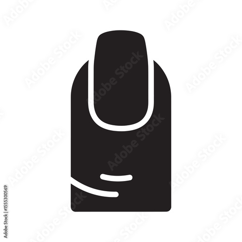 Manicured fingernail icon for nail salon beauty treatment and hand care representing perfect manicure and professional cosmetology service vector solid glyph icon