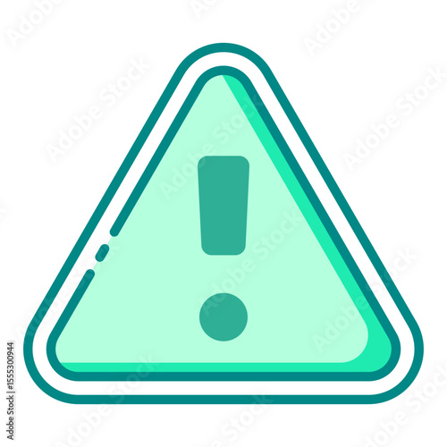 general warning green filled line icon for risk or caution alerts