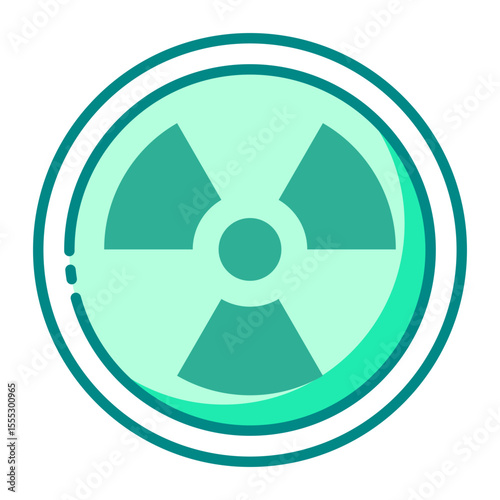 radiation hazard green filled line icon for nuclear and exposure risk