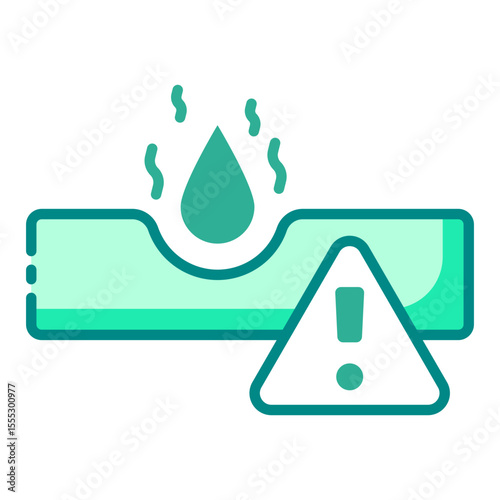 corrosive material green filled line icon for chemical burn and damage risk