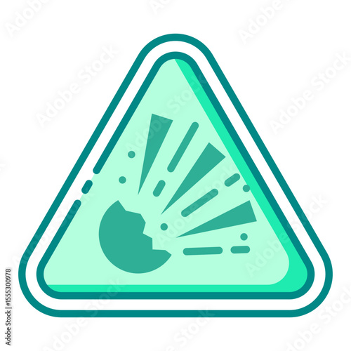 explosive risk green filled line icon for blast hazard and detonation danger