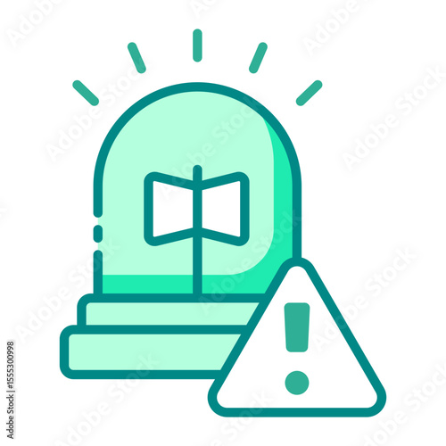 emergency alarm green filled line icon for alert signal and immediate warning