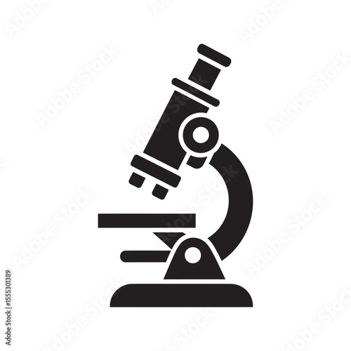 Laboratory microscope icon for scientific research biology and chemistry representing a tool for discovery and medical lab analysis vector solid glyph icon