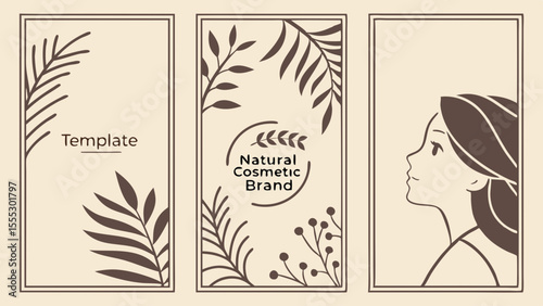 Natural Cosmetic Brand Templates With Beige   Leaf