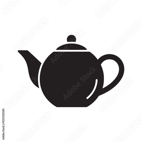 Classic teapot icon with a curved spout and handle for brewing and serving hot tea a traditional ceramic vessel for beverage service vector solid glyph icon