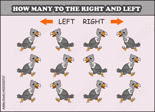how many vulture to the left and right. animal arrow