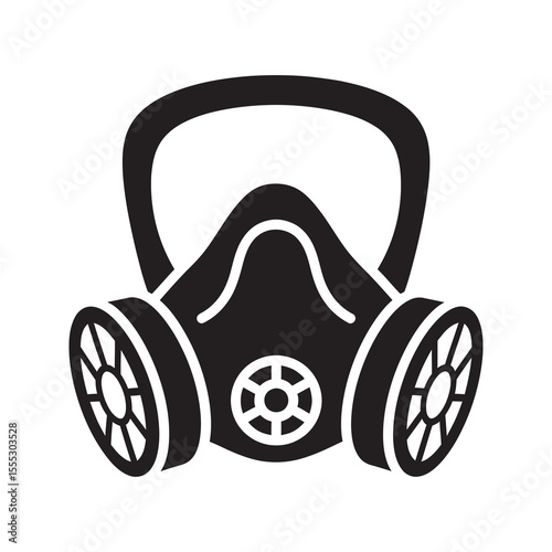 Respirator mask icon for breathing protection from gas dust and hazardous air a piece of safety equipment for industrial and chemical work vector solid glyph icon