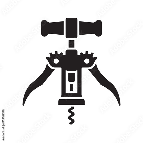 Corkscrew icon a wine opener tool for removing a cork from a bottle a common bar accessory and piece of sommelier and kitchen equipment vector solid glyph icon