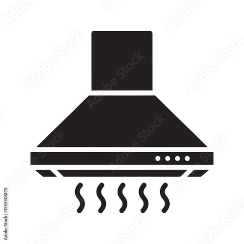 Range hood icon a kitchen ventilation appliance that removes smoke steam and odor from cooking an extractor fan above a stovetop vector solid glyph icon