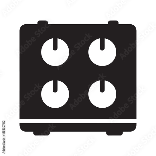 Stovetop cooktop icon showing four electric burners for cooking a flat surface range for heating pots and pans in a modern kitchen vector solid glyph icon