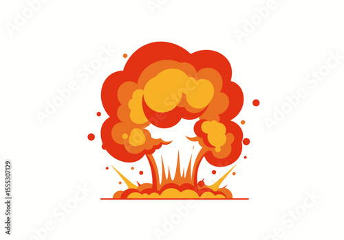Cartoon explosion with orange and yellow puffs