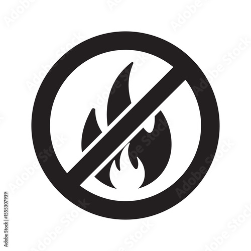 No fire allowed sign glyph icon showing forbidden open flame danger and highly flammable area warning symbol vector illustration vector solid glyph icon