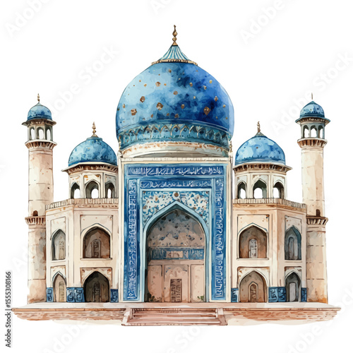 Royal Tombs, watercolor drawing vector, isolated on a white background.