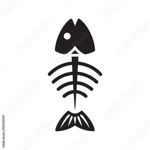 Fish skeleton glyph icon representing water pollution environmental contamination and ecological disaster from waste vector design vector solid glyph icon