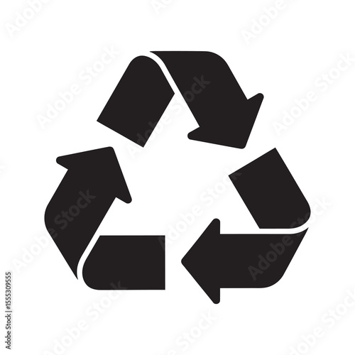 Recycle symbol glyph icon for environmental protection ecology and waste reduction awareness campaign vector graphic illustration vector solid glyph icon