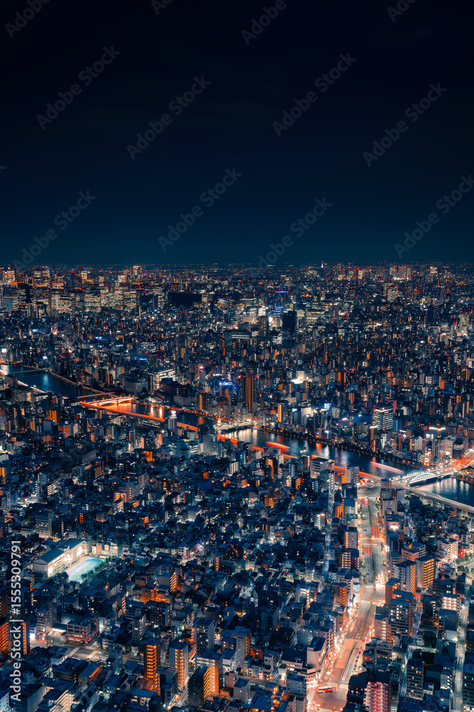 Naklejka premium tokyo city at night