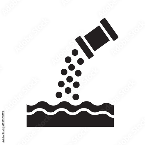 Water pollution glyph icon showing waste discharge from pipe representing sewage and industrial effluent contamination vector vector solid glyph icon