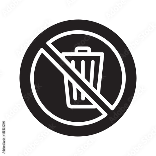 No littering sign glyph icon for do not throw trash symbol keep clean warning and waste disposal rule vector graphic design vector solid glyph icon