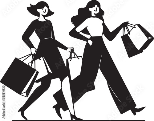 shopping girls vector illustration