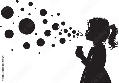silhouette of a girl with bubbles