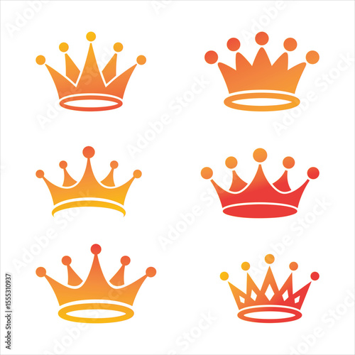 Collection of Golden and Orange Crown Icons