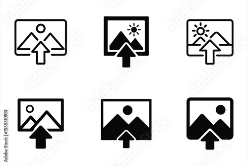 Image upload icons featuring mountains, sun, and landscape elements.