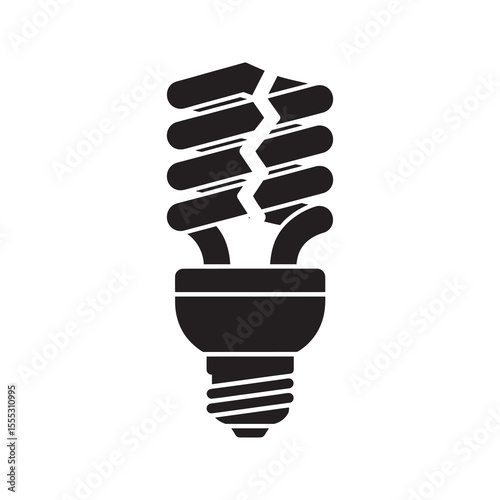 Energy saving light bulb glyph icon representing cfl lamp fluorescent lighting and eco friendly electricity vector illustration vector solid glyph icon
