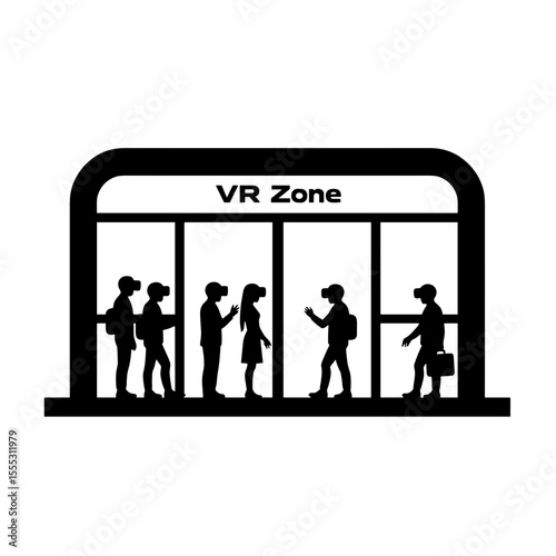 Virtual Reality Zone with people waiting in an airport terminal  
