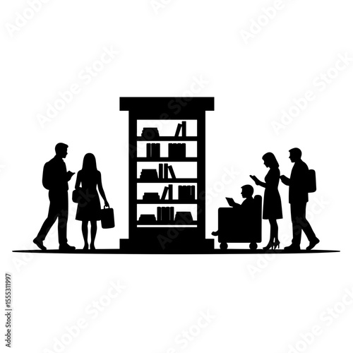 People engaging with books at airport mini library concept of Things to do in airport  