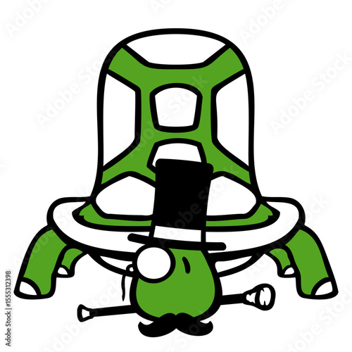 Mr. Tortoise Sir Gentleman Rich Top Hat Monocle Isolated Vector Graphic Design Illustration
